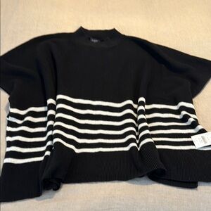 Black and White Striped Women's poncho/Sweater